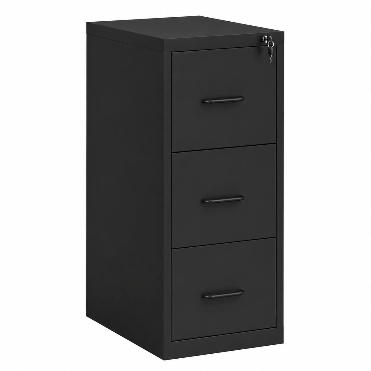 Schedario da Ufficio a 3 Cassetti in Acciaio 36.5 × 46.2 × 99 cm Nero, Barra Regolabile, Cassettiera per Documenti, per Ufficio Casa e Studio