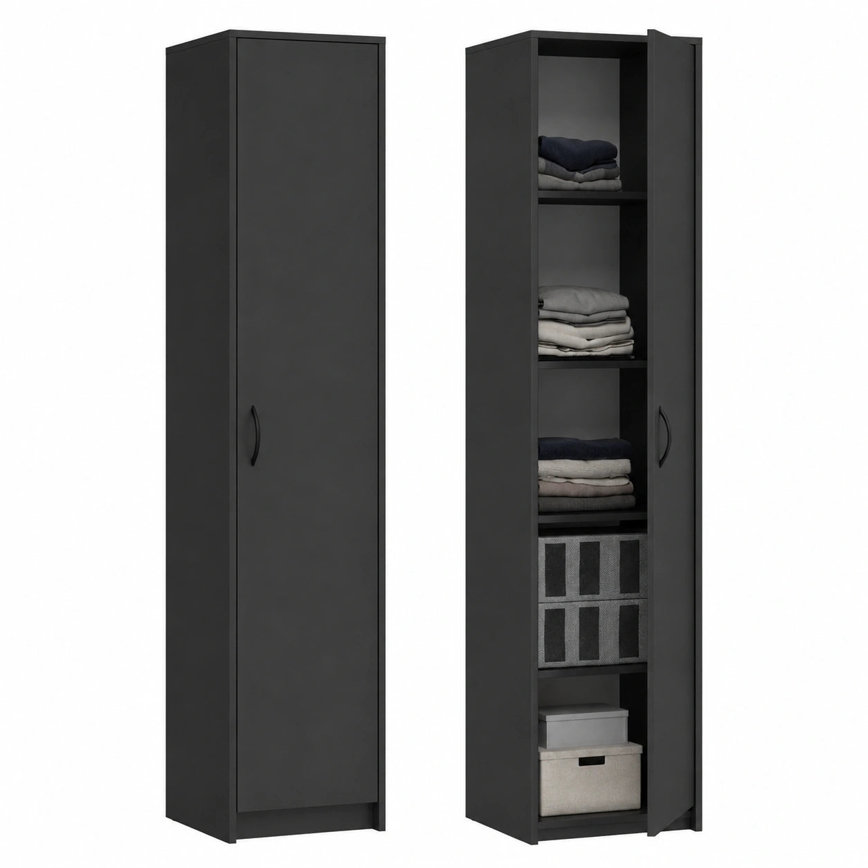 Armadio da ufficio multiuso con 1 porta e 5 scomparti - Armadio universale per ufficio e casa - 180 × 40 × 35 cm - Grafite