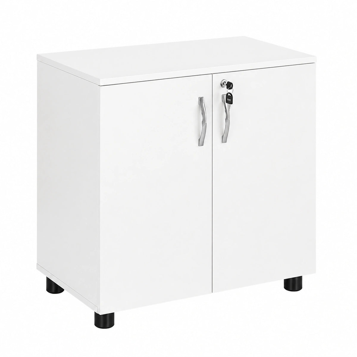 Armadio da Ufficio con 2 Ante e 2 Ripiani, Mobiletto Multiuso Portaoggetti con Maniglia in Lega di Alluminio, per Casa Ufficio, 80 × 40 × 80 cm