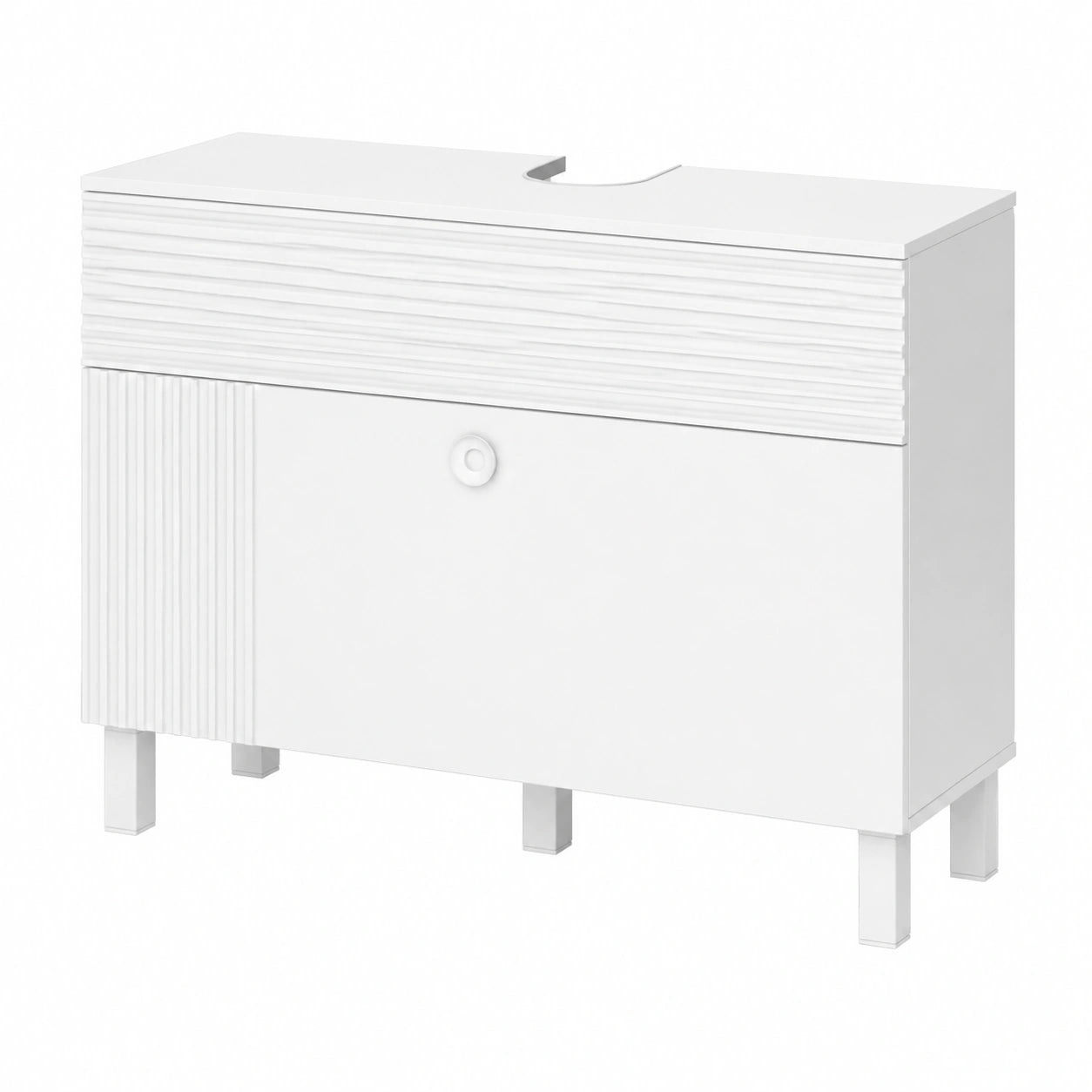 Mobile sottolavabo per bagno Sola, Bianco, 100.2 × 72.4 cm, con 2 cassetti, adatto al montaggio a parete per spazio di archiviazione aggiuntivo