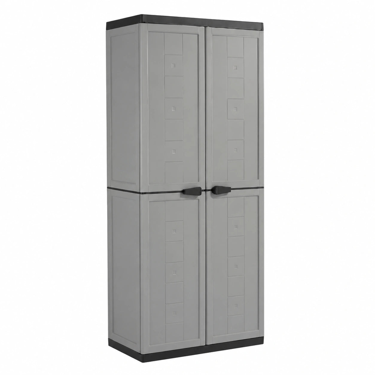 Armadio Jolly Alto, 3 Ripiani Regolabili, Grigio, Nero, 68 × 39 × 166H cm