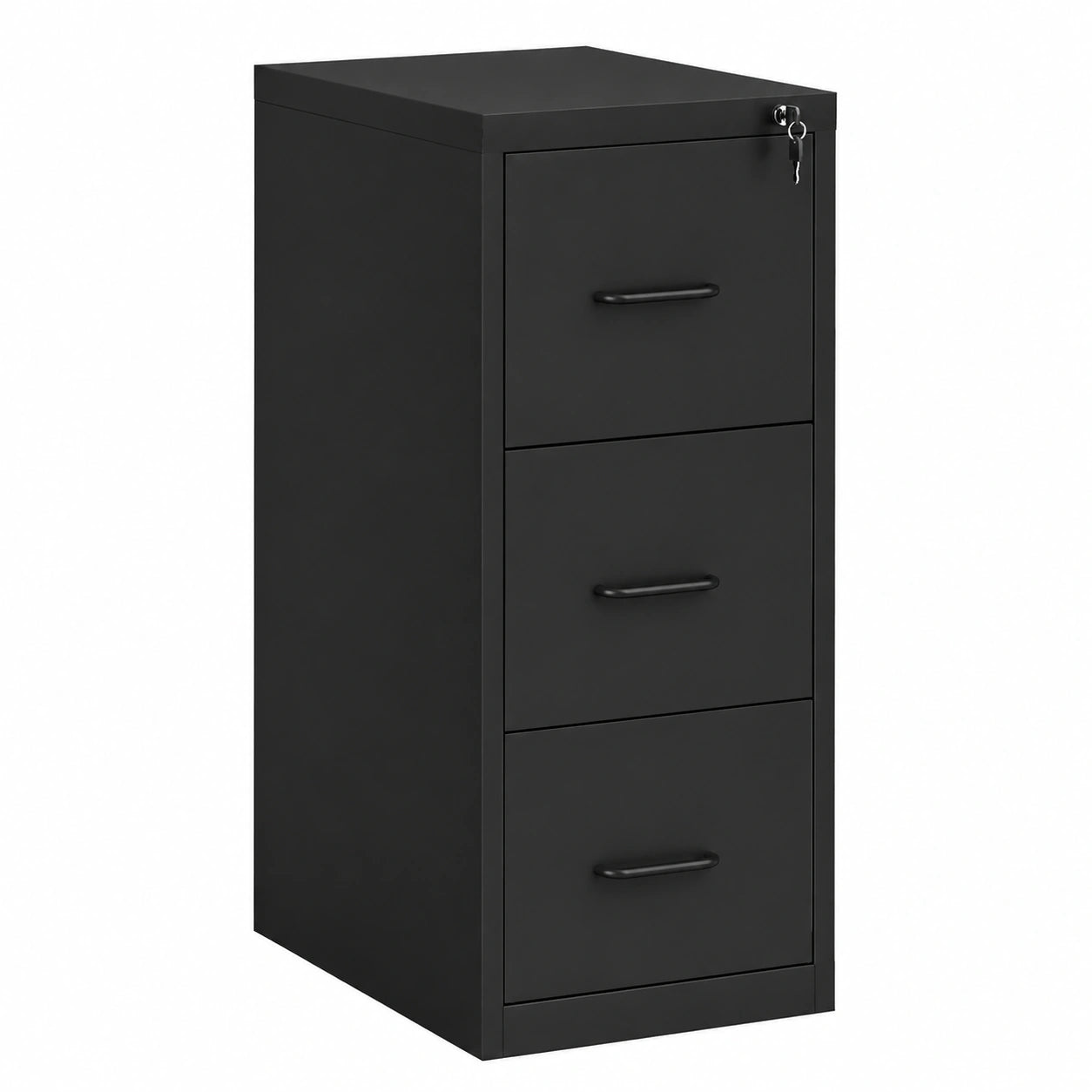 Schedario da Ufficio a 3 Cassetti in Acciaio 36.5 × 46.2 × 99 cm Nero, Barra Regolabile, Cassettiera per Documenti, per Ufficio Casa e Studio