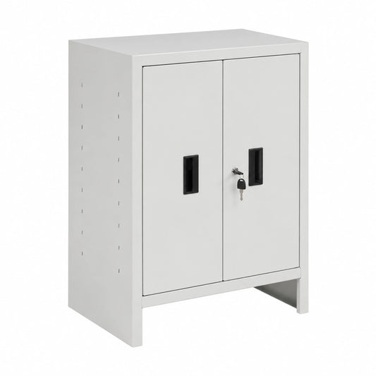 Armadio in Metallo Armadietto 2 Ante Grigio Quality in Italy Archivio Documenti 80 × 40 × 100 cm Serratura Doppia Chiave Ripiano Regolabile Casa