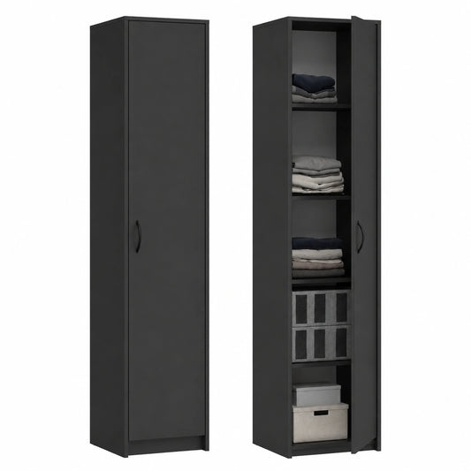 Armadio da ufficio multiuso con 1 porta e 5 scomparti - Armadio universale per ufficio e casa - 180 × 40 × 35 cm - Grafite