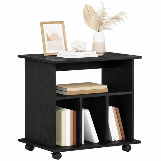 Mobile con Ruote Rovere Nero 60 × 45 × 55 cm Legno Multistrato, Soluzioni di archiviazione per Ufficio Moderne, unità Mobile Versatile, armadi