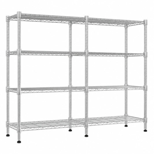 Scaffale Pesante per Garage Scaffale in Filo Regolabile in Altezza Scaffale in Metallo per Stoccaggio Scaffali per Dispensa, 180L*45P*152Hcm Argento