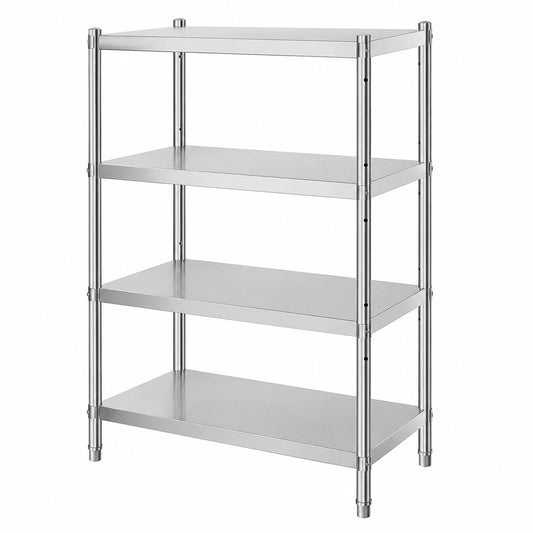 Scaffale da Cucina, Scaffale Per Cucina Mensola Metallo con 4 Ripiani, Scaffalatura Capacità da 150kg a Ripiano Scaffale in Acciaio Inossidabile