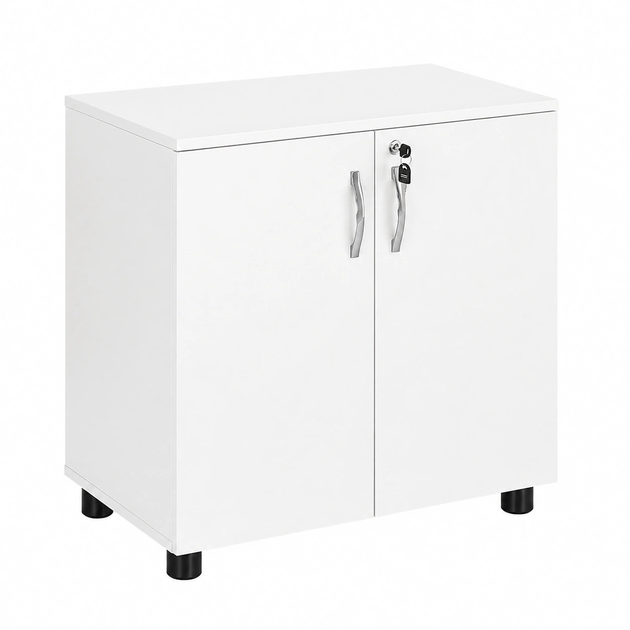 Armadio da Ufficio con 2 Ante e 2 Ripiani, Mobiletto Multiuso Portaoggetti con Maniglia in Lega di Alluminio, per Casa Ufficio, 80 × 40 × 80 cm