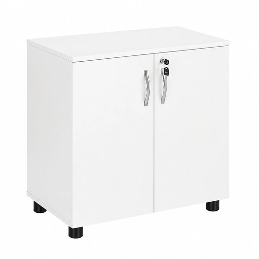 Armadio da Ufficio con 2 Ante e 2 Ripiani, Mobiletto Multiuso Portaoggetti con Maniglia in Lega di Alluminio, per Casa Ufficio, 80 × 40 × 80 cm
