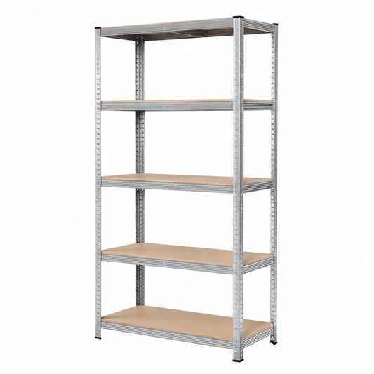 Scaffale in Metallo e MDF a 5 Ripiani, Misura 90 × 40 × 180 cm, Metallo Galvanizzato, Montaggio ad Incastro Veloce, Scaffalature per Garage