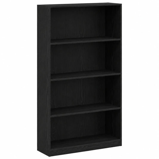 Libreria a 4 Ripiani Rovere Nero 80 × 24 × 143 cm in Truciolato, Libreria, Scaffale Libreria, Scaffale Porta CD, Dvd